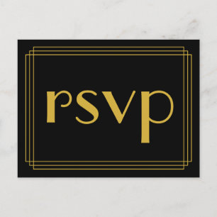 Cartão postal "rsvp" de estilo inspirado no 1920