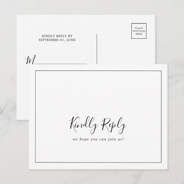 Cartão postal RSVP de Solicitação de Música Minima (Frente/Verso)