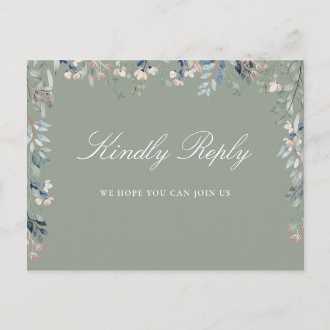 Cartão postal RSVP de Solicitação de Música Verde  (Frente)