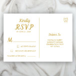 Cartão postal RSVP Dourado Elegante<br><div class="desc">Placa RSVP branca e dourada elegante. Adicione facilmente seus detalhes personalizados.</div>