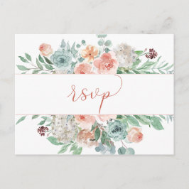 Cartão Postal RSVP Floral Apricot Watercolor