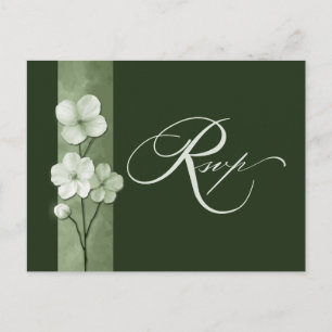 Cartão Postal RSVP Floral Botânico Desenhado à Mão em Verde Sálv
