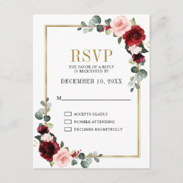 Cartão Postal RSVP Geométrico Floral Moderna com Blush