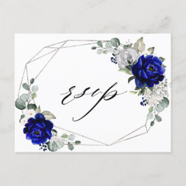 Cartão Postal RSVP Geométrico Real Blue Silver White