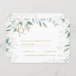 Cartão Postal RSVP - Greenery deixa cartão-postal Dourado