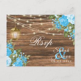 Cartão Postal RSVP - Madeira, Lanternas e Flor Baby Blue