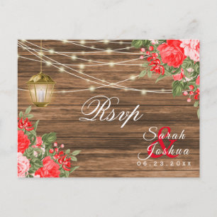 Cartão Postal RSVP - Madeira, Lanternas e Flor Vermelha