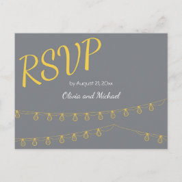Cartão postal RSVP para casamento em amarelo e cin