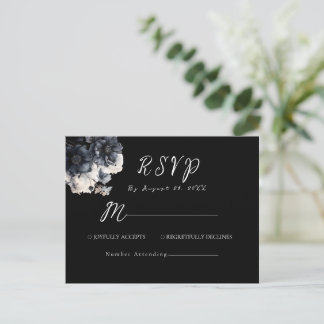 Cartão Postal RSVP Preto de Casamento de Halloween Negro Gótico