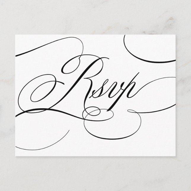 Cartão Postal RSVP preto e branco do eterno de caligrafia modern (Frente)