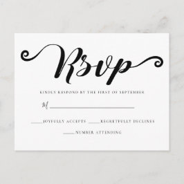 Cartão Postal RSVP Preto E Branco Simples Elegante