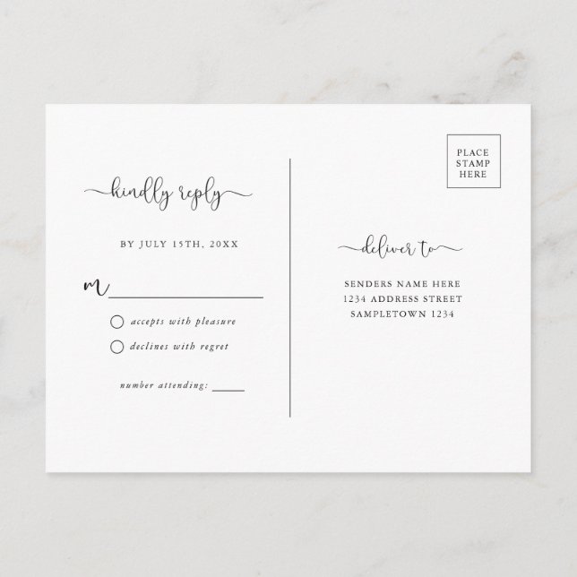 Cartão postal RSVP Russo simples Kraft Brown (Verso)