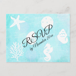 Cartão Postal RSVP Seaside Seashell Themed Weding