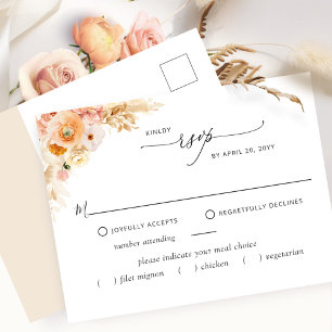 Cartão Postal RSVP sem refeições, pêssego e creme