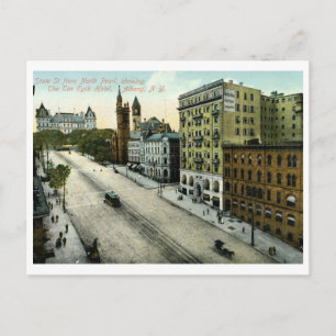 Cartão Postal Rua, Albany, NY Vintage.