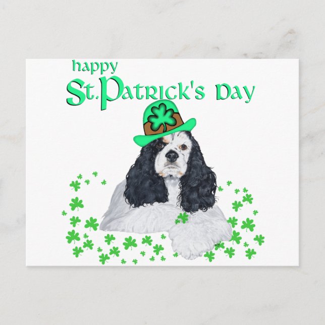 Cartão Postal Rua Americana do Cocker Spaniel. Dia de Patrick (Frente)