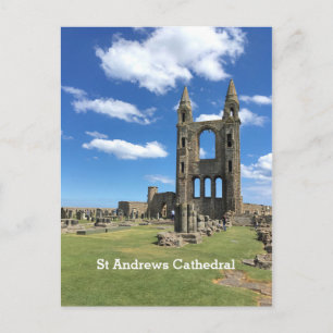Cartão Postal Rua Andrews Scotland Catedral Ruins Skies Sunny