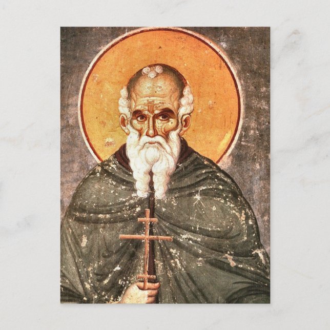 Cartão Postal Rua. Athanasius o Ícone ortodoxo Athonite (Frente)