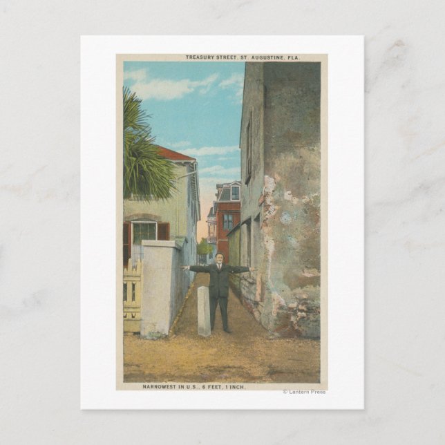 Cartão Postal Rua. Augustine, FL - Vista da Tesouraria Street & (Frente)