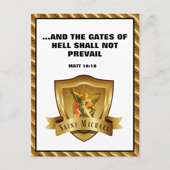 Cartão Postal Rua. BÍBLIA MICHAEL ARCHANGEL SCRIPTURE VERSSO Pos (Frente)
