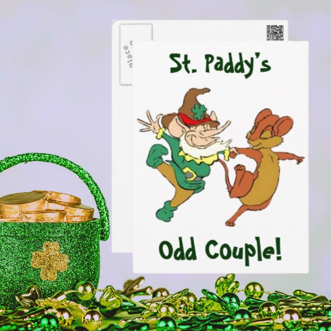Cartão Postal Rua, Casal ímpar de Paddy (St. Paddy’s Odd Couple Postcard)