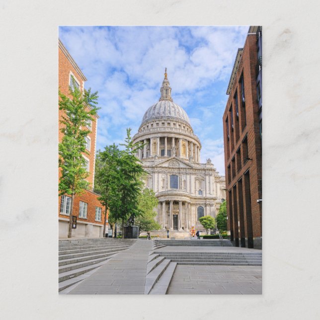 Cartão Postal Rua.Catedral de Paul Londres, Cartão-postal britân (Frente)