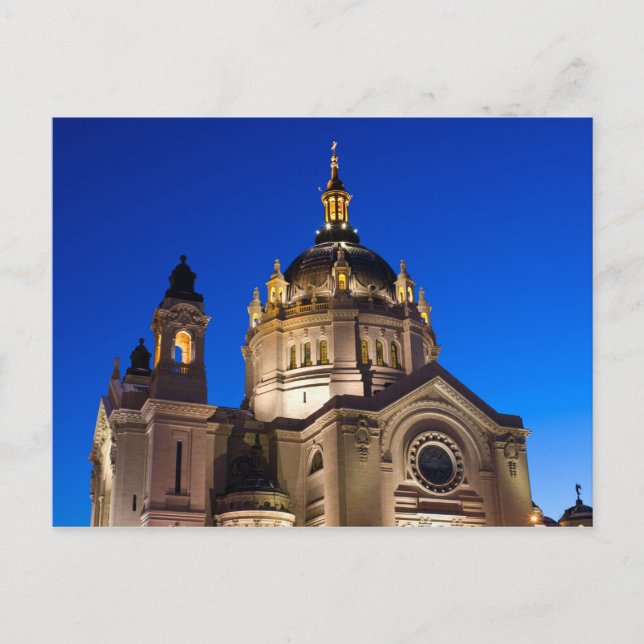 Cartão Postal Rua, Catedral Paul à Noite (Frente)