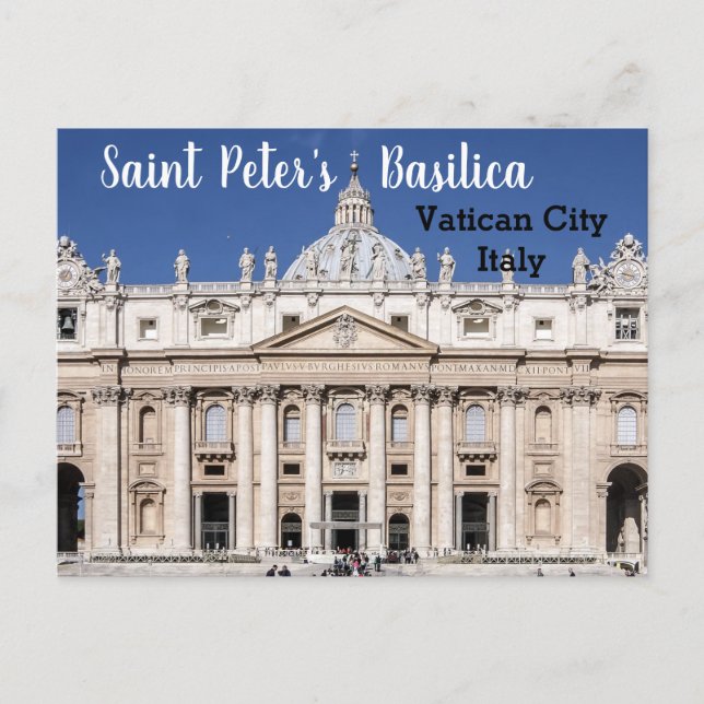 Cartão Postal Rua. Cidade Vaticano Basilica de Peter Itália (Frente)