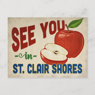 Cartão Postal Rua. Clair Shores Michigan Apple - Viagens vintage