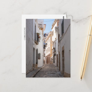 Cartão Postal Rua Cobblestone na Espanha - Vintage Europa