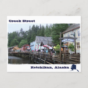 Cartão Postal Rua Creek em Ketchikan Alaska Viagem Souvenir