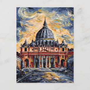 Cartão Postal Rua da Catedral vaticano, pintura Basilica de Pete