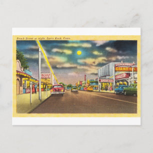 Cartão Postal Rua da Praia à Noite em Savin Rock, CT