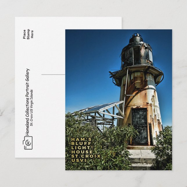 Cartão Postal RUA das Ilhas Virgens dos EUA. Croix USVI Light Ho (Frente/Verso)
