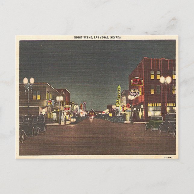 Cartão Postal rua de Las Vegas Fremont, de 1940. (Frente)