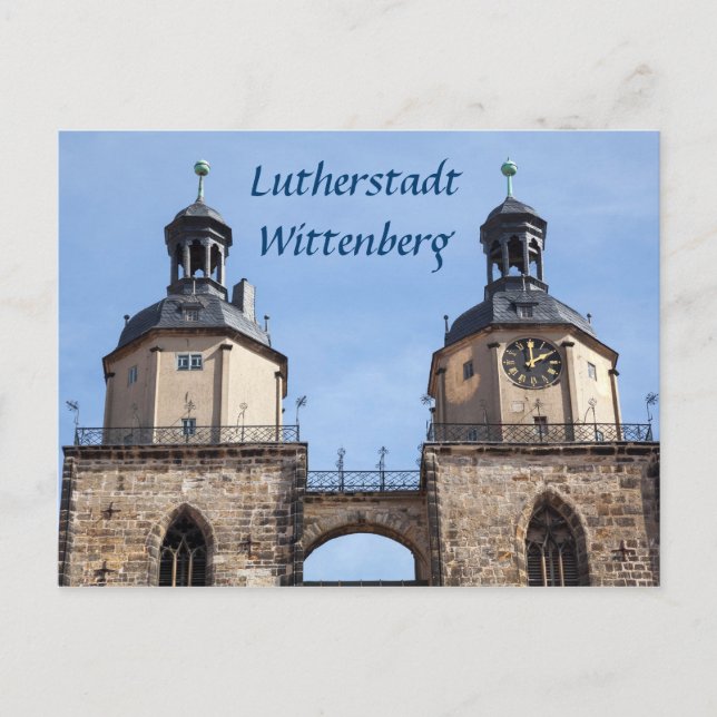 Cartão Postal Rua de Lutherstadt Wittenberg Foto da Igreja de Ma (Frente)