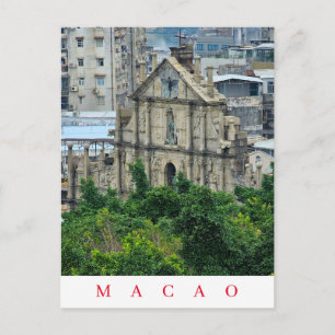 Cartão Postal Rua de Macau.Cartaz de exibição Ruínas de Paul