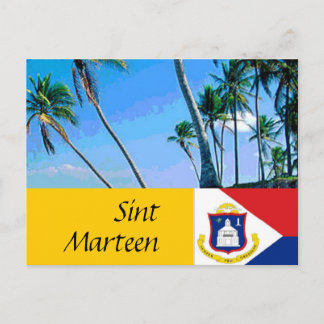 Cartão Postal Rua de Sint Marten Bandeira Martin e palmeiras