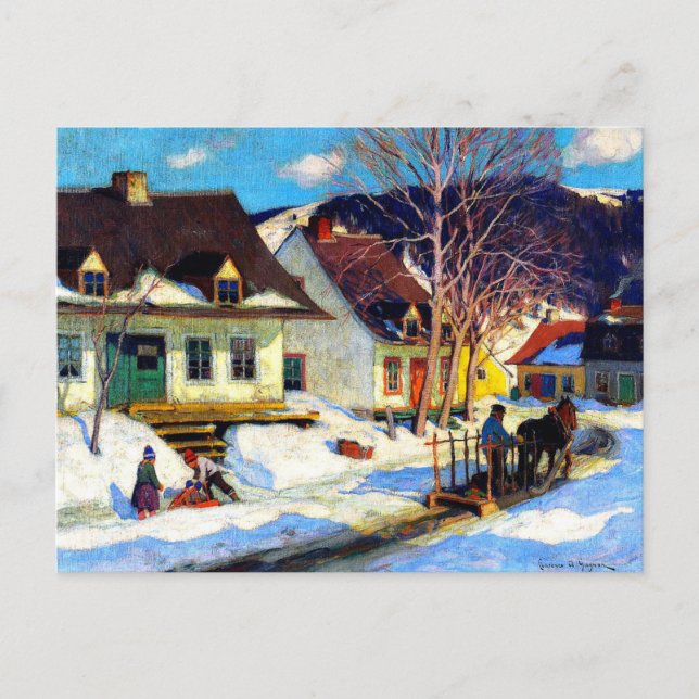Cartão Postal Rua do Quebec - Clarence Gagnon trabalho de arte (Frente)