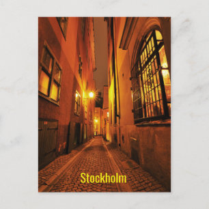 Cartão Postal Rua em Gamla Stan, em Estocolmo, Suecia à noite