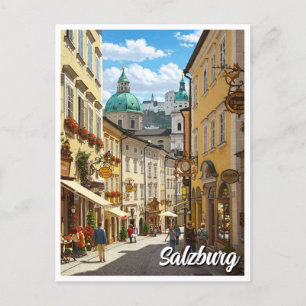 Cartão Postal Rua em Salzburg, Áustria, Viagem