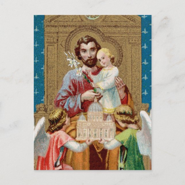 Cartão Postal Rua Enthroned. Joseph Recebendo Maquette Vaticano (Frente)