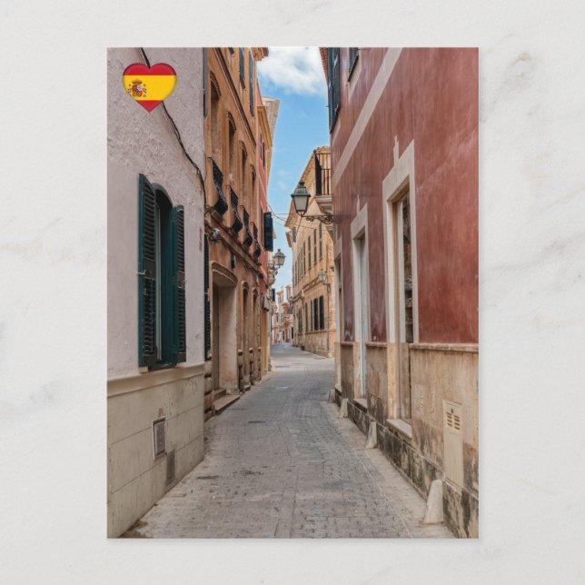 Cartão Postal Rua estreita de Ciutadella - Menorca, Espanha (Frente)