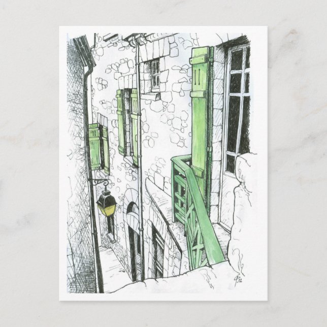 Cartão Postal Rua estreita na Rua Mont. Michel (Frente)