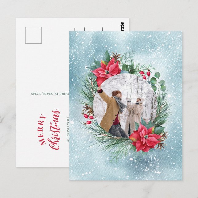 Cartão Postal Rua floral da família de fotos de Natal (Frente/Verso)