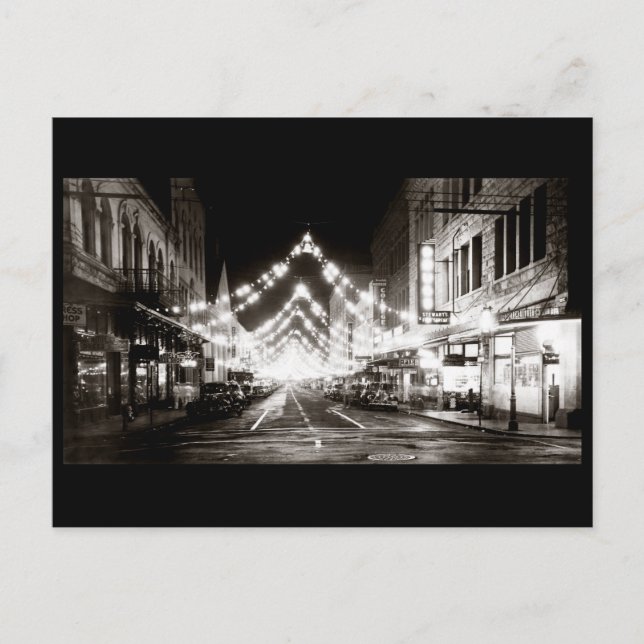 Cartão Postal Rua Fort de Honolulu, de 1942, à noite (Frente)