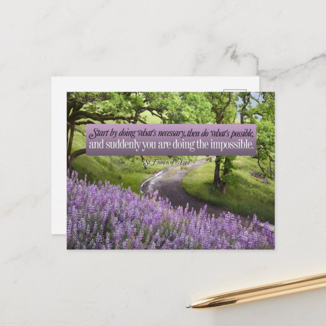 Cartão Postal Rua Francis de Assisi, citação inspiradora possíve (Frente/Verso In Situ)