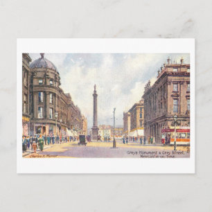 Cartão Postal Rua Grey Newcastle on Tyne Vintage