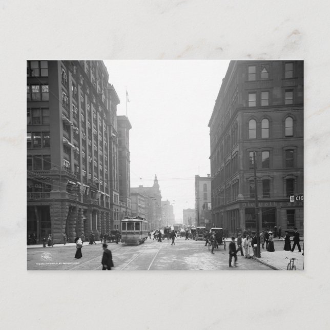 Cartão Postal Rua Griswold, Detroit: 1906 (Frente)