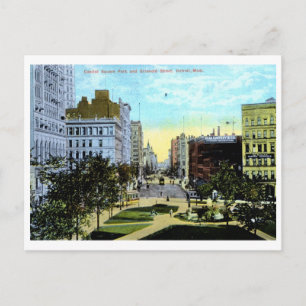 Cartão Postal Rua Griswold, Detroit 1910 Vintage